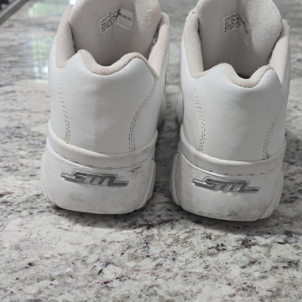 Steve Madden White Leather Sneakers with Shell Toe Design - Picture 2 of 3